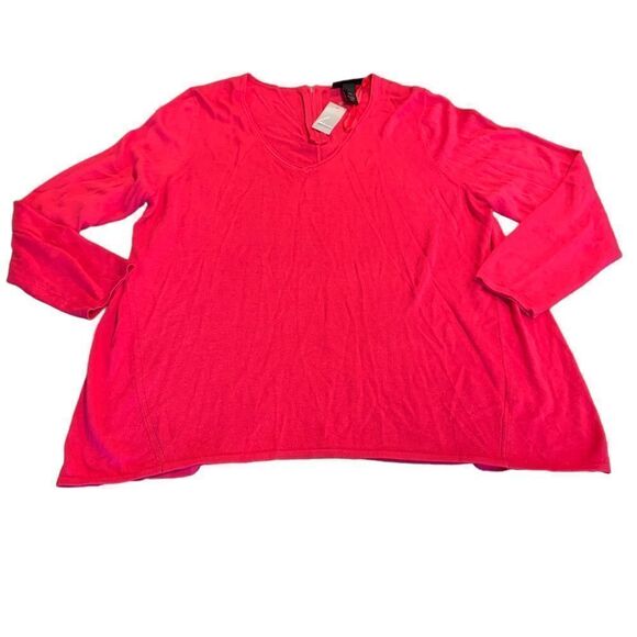 Lane Bryant Fuscia Hot Pink Tunic Sweater V-Neck Size 22/24 NEW - Picture 1 of 7